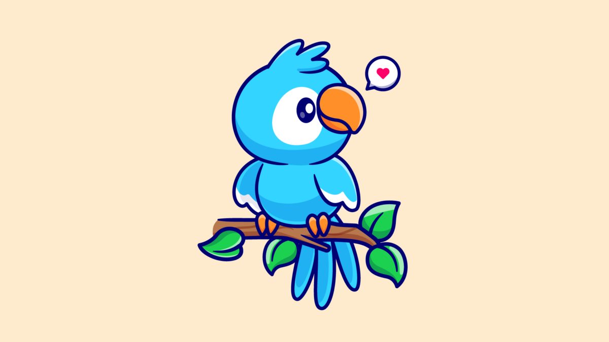cute bird branch cartoon