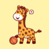 cute giraffe playing basket ball cartoon