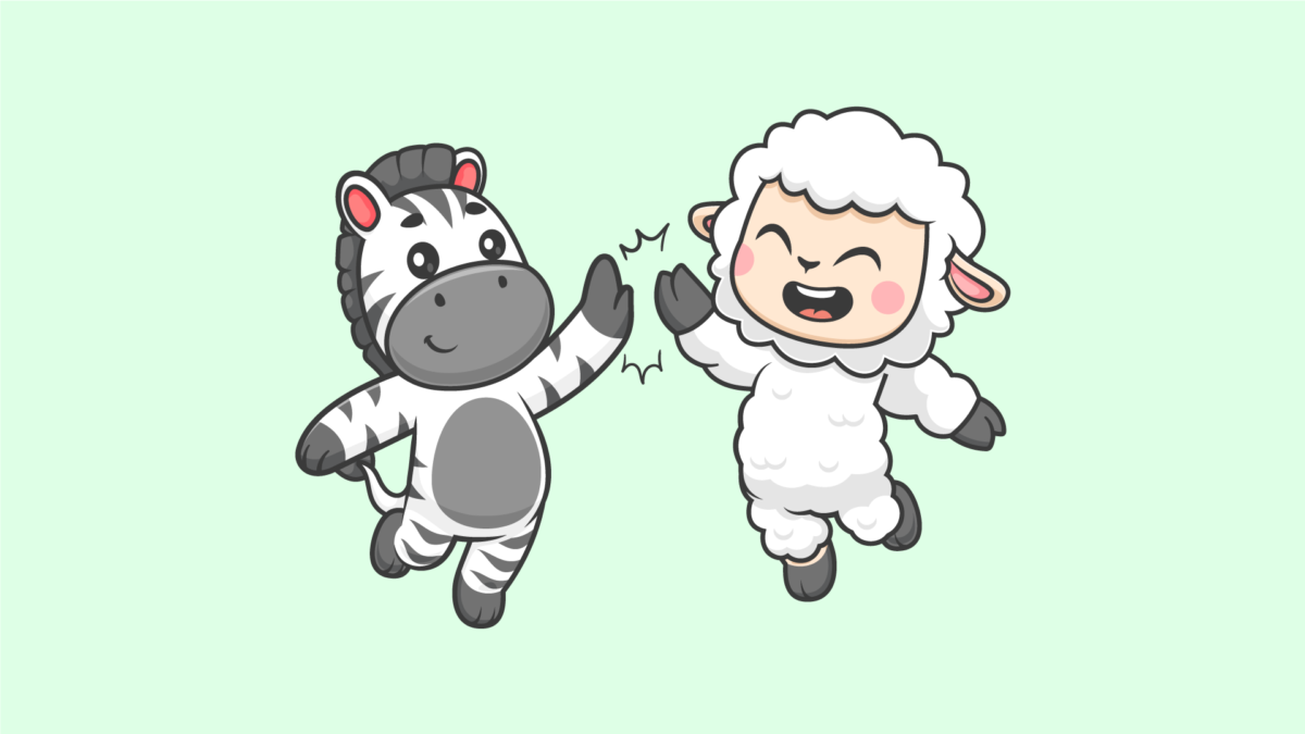 cute zebra sheep high five cartoon